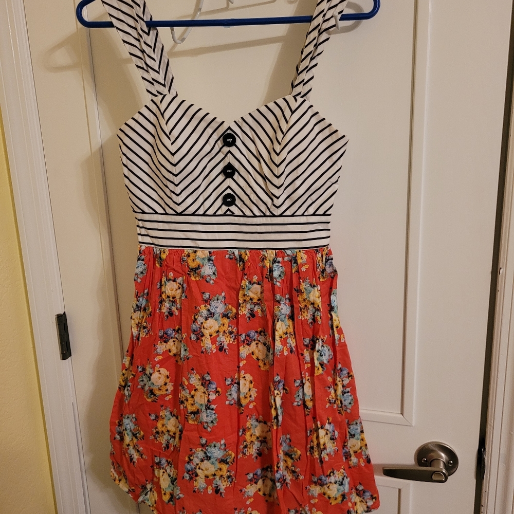Floral And Sailor Striped Dress